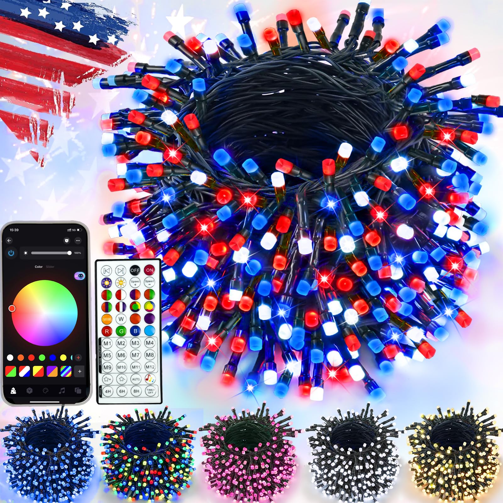 YIQU Smart Color Changing Halloween Lights, 66 FT 200 LED RGB
